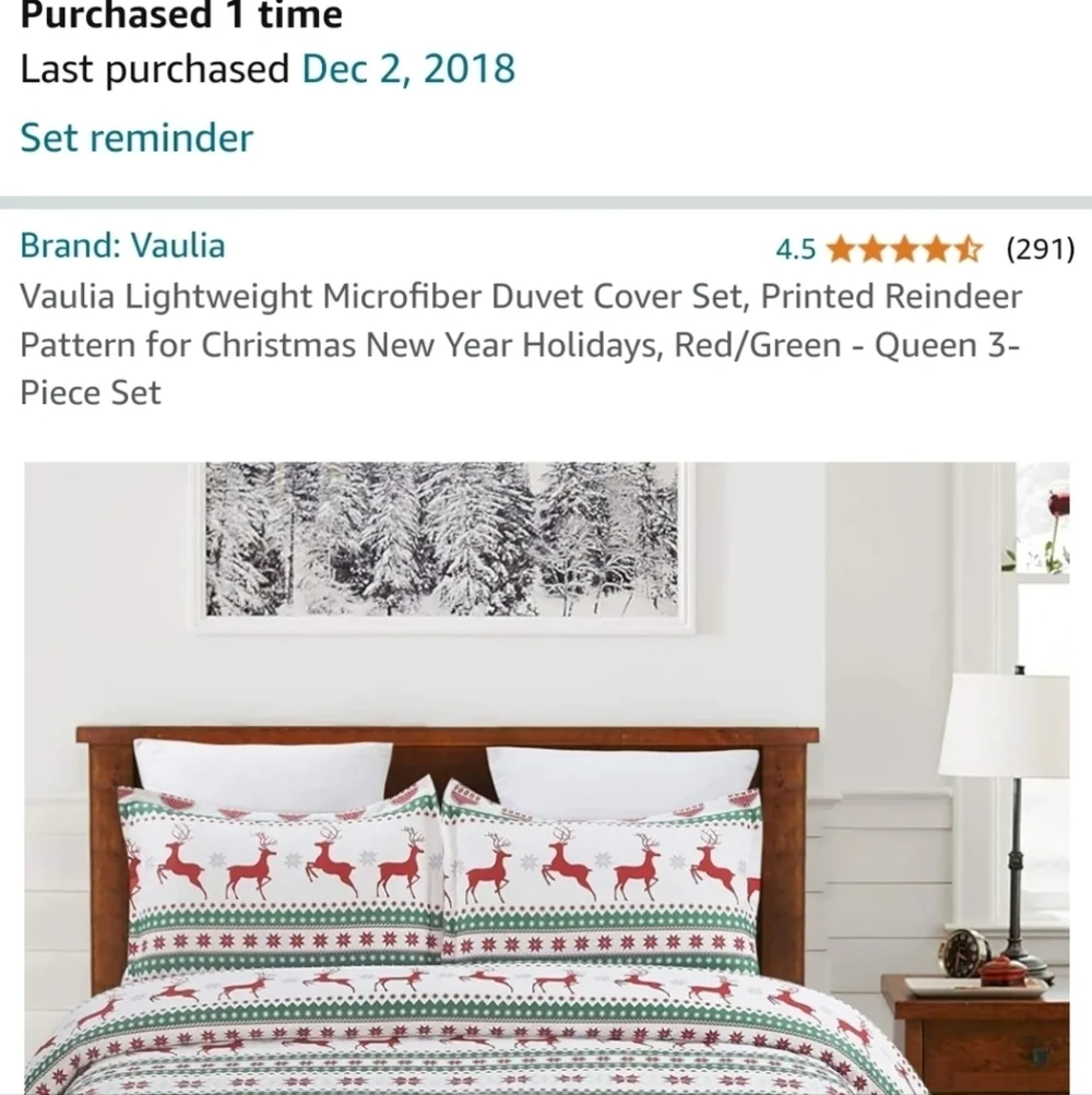 Lightweight Microfiber Duvet Cover Set, Printed Reindeer, Christmas